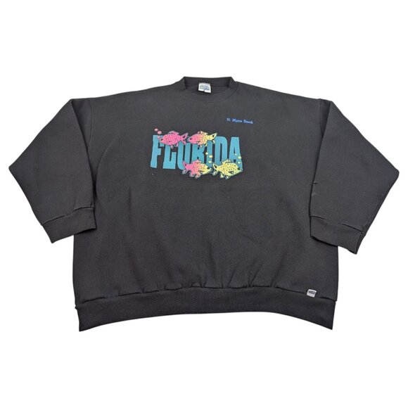 Vintage Ft. Myers Beach Florida Fish Crewneck Sweatshirt, Size 2XL, Double Sided - Picture 2 of 13